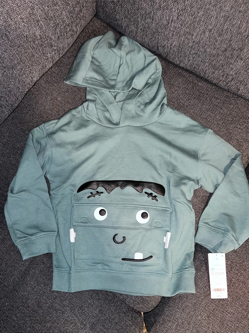 NWT Kids Green Frankenstein Hoodie Sweatshirt